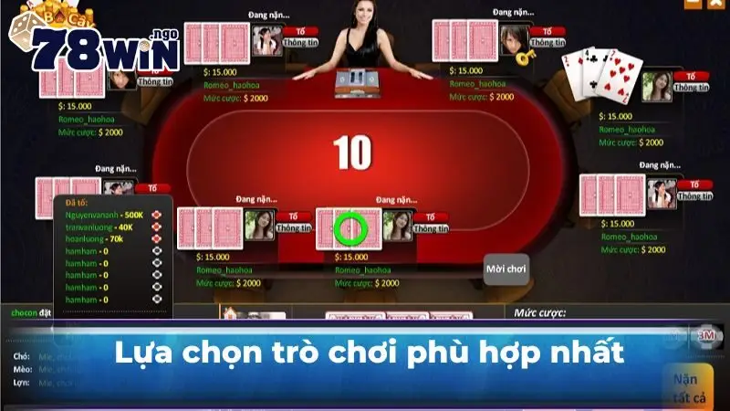 Lựa chọn trò chơi phù hợp nhất